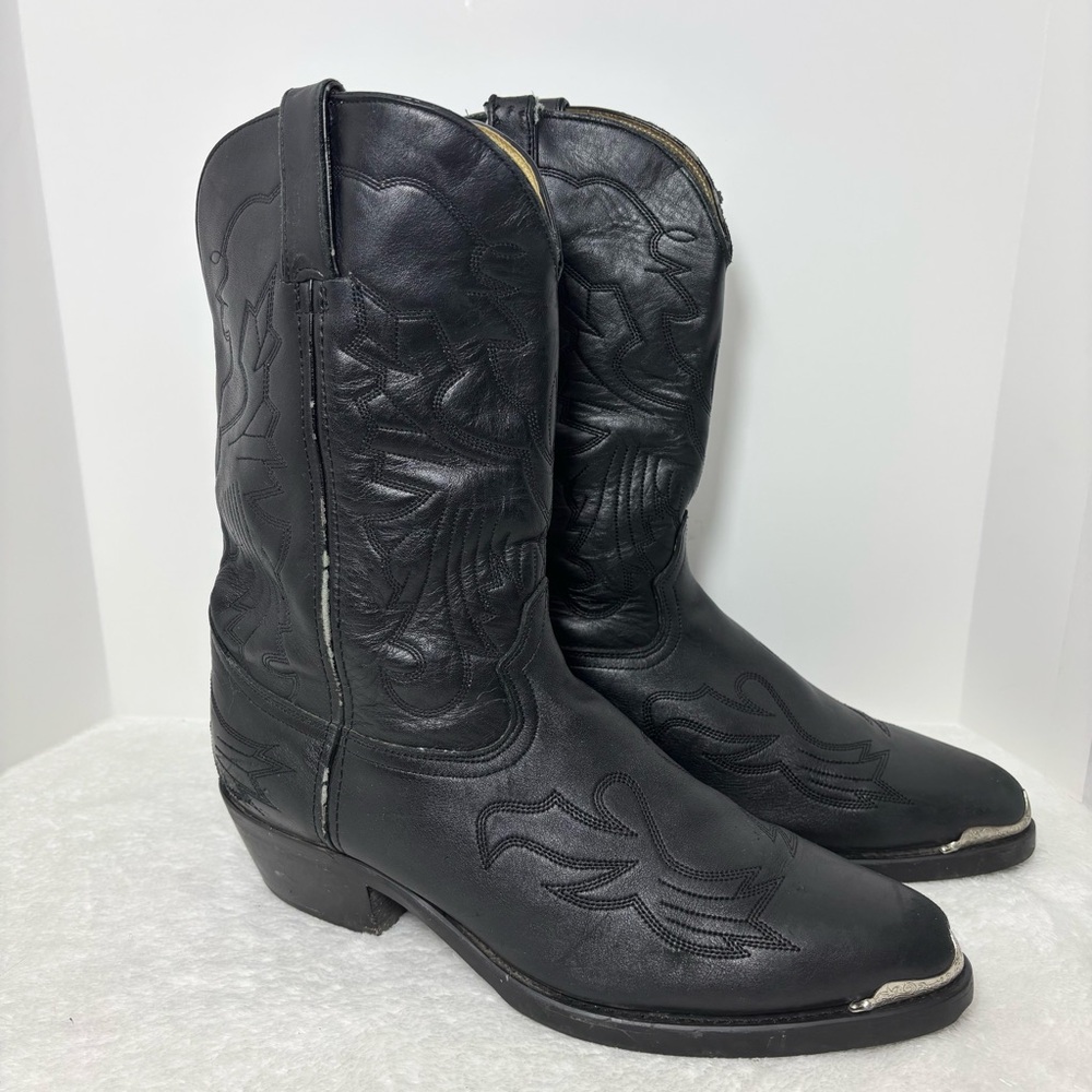 Durango Leather Black Western‎ Boots with Embroidered Design Size 10.5